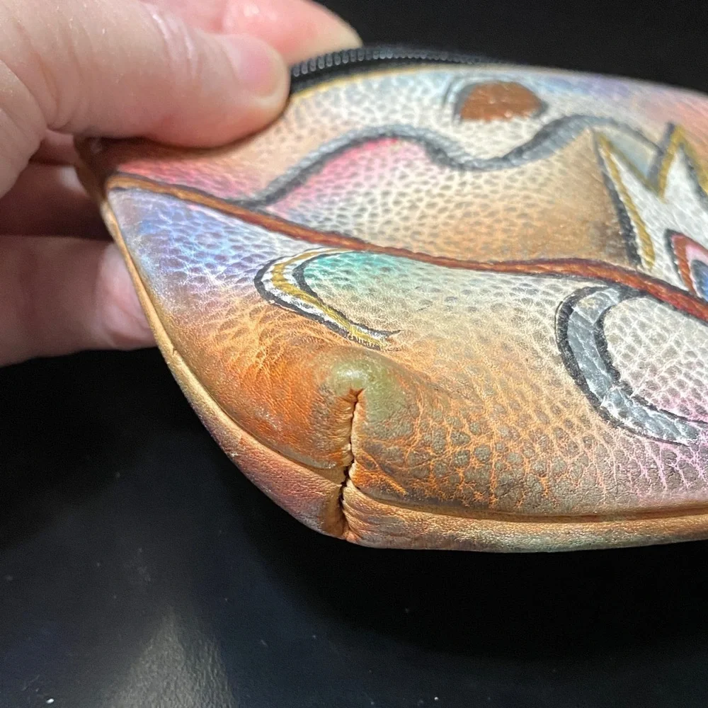 Vintage Sova hand painted Colorful Abstract Patterned makeup signed bag